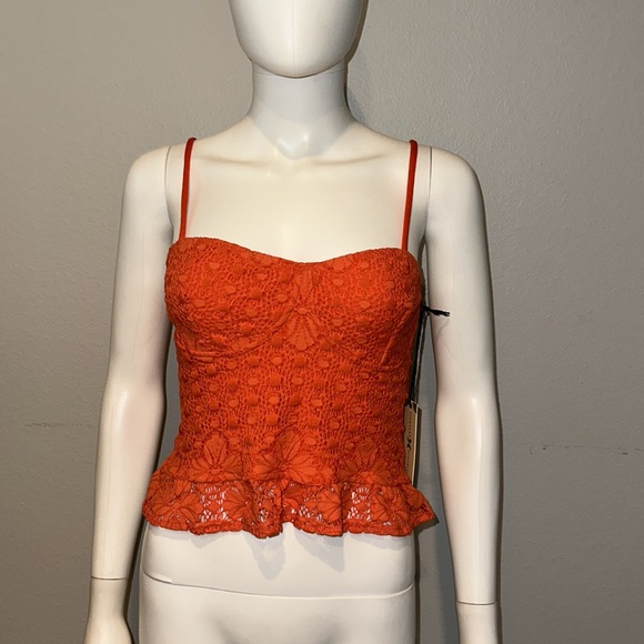 NIGHTCAP *Sunflower* lace corset cami top in Sunset orange XS S - Picture 3 of 10